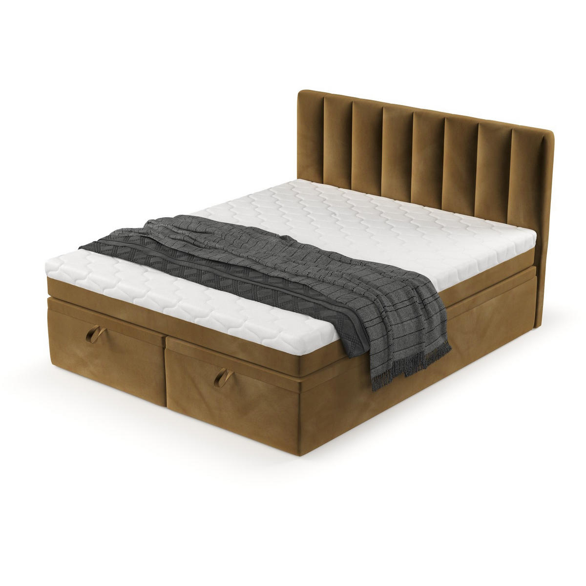 BOXBETT Lume 180/200 cm Honiggelb im Kronos Stoff - Schwarz/Honig, Holz/Holzwerkstoff (180/200cm) - AltaBeds