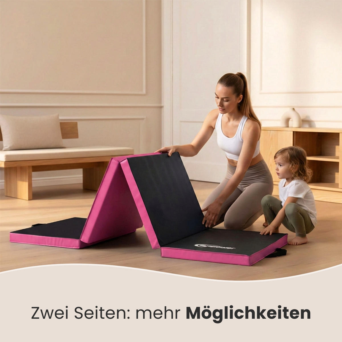 GYMNASTIKMATTE zum Wenden - 180/60/5 cm Faltbare Turnmatte - Pink, Kunststoff (60/180cm) - eyepower