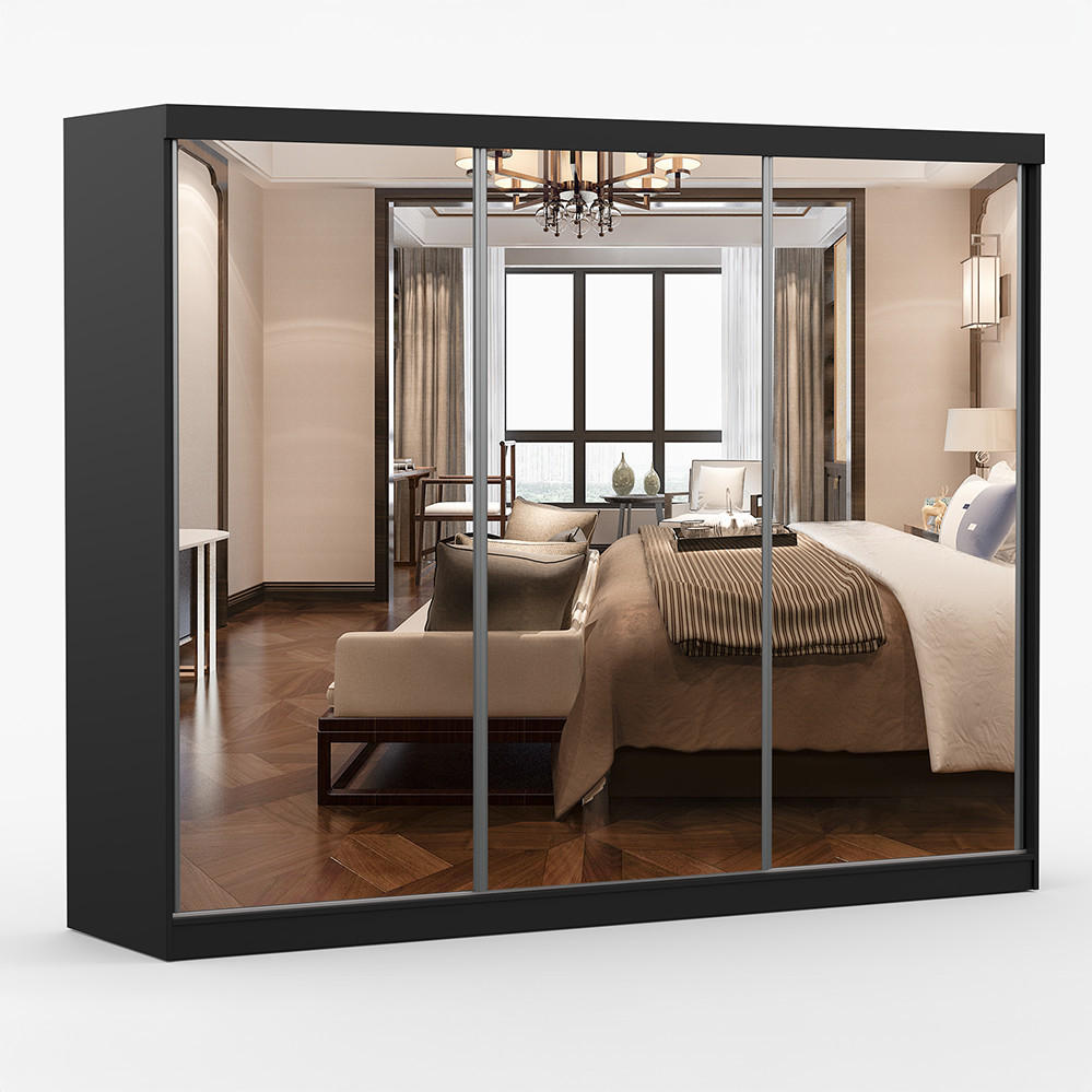 SKŘÍŇ s otočnými dveřmi Milan 250 cm 250/215/64 cm, 3dveřová, černý - černá, kompozitní dřevo (250/215/64cm) - imoebel24
