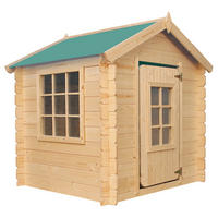 KINDERSPIELHAUS aus Holz - 111x113xH121 cm/0.9 m2 - M570Z-1 - Beige/Grün, Holz (114/121/111cm) - Timbela