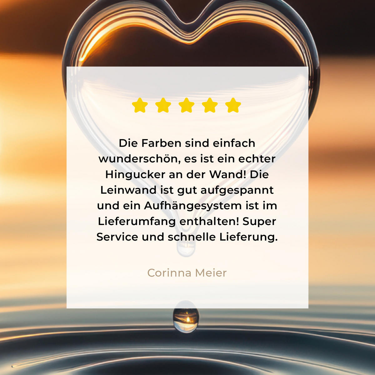 LEINWANDBILD - Herz - Wasser - Sonnenuntergang - Natur - Zen - 30x40 - Bilder - Bernsteinfarben, Textil (30/40cm) - MuchoWow