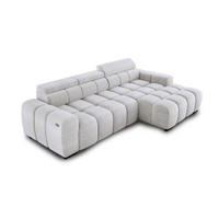 ECKSOFA OMBO 285x168x77/97 cm, Rechts, Schlaffunktion, elektr. Sitz, Kopfstützen, hydrophober EDEN-Stoff – Esche - Hellgrau, Holz/Textil (285/168cm) - DomoHome
