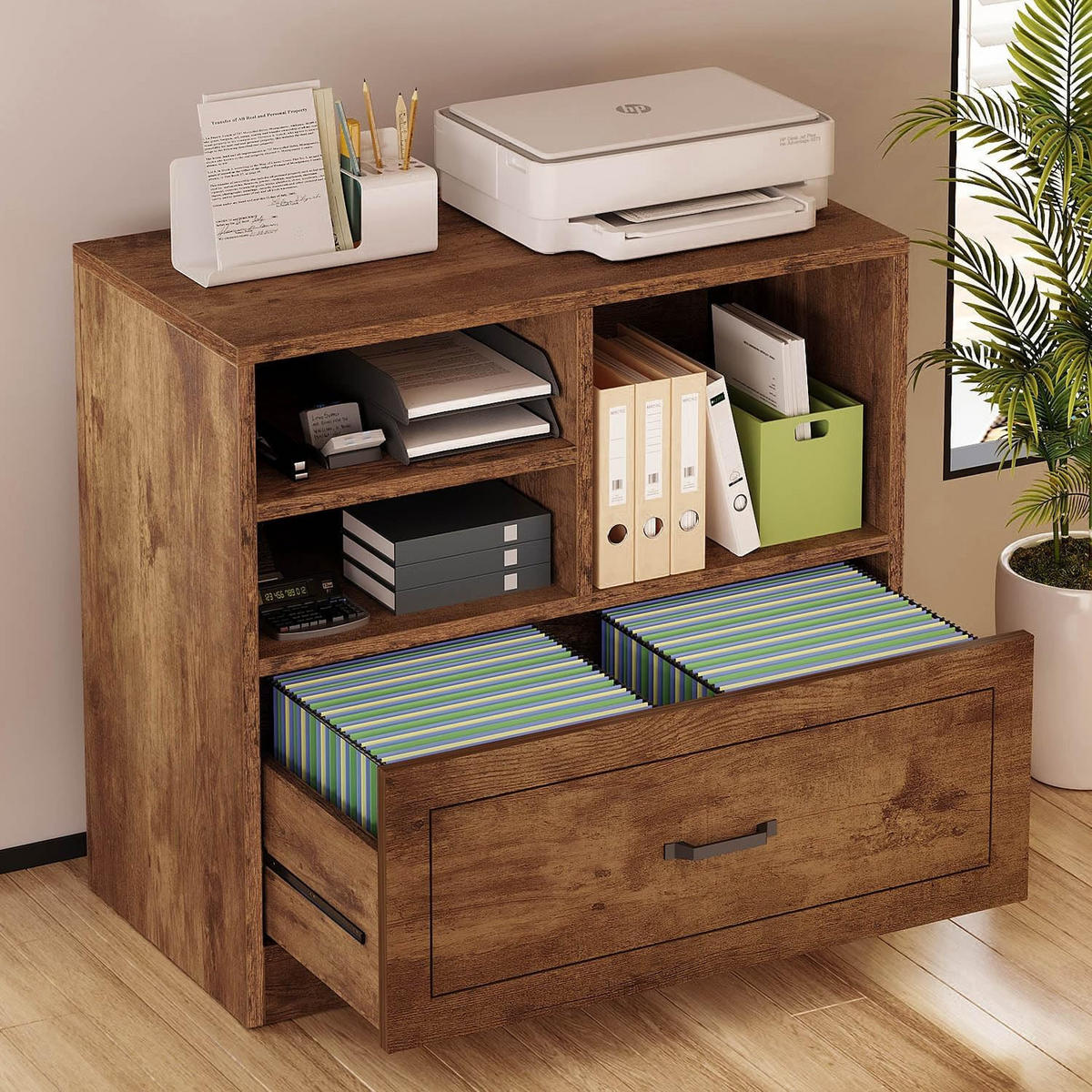 STAURAUMSCHRANK mit Schublade & Offenen Fächern INDUSTRIAL 83.8 x 40.0 x 72.5 cm - Wildeiche, Holzwerkstoff/Metall (83.8/72.5/40cm) - Quality Elegance