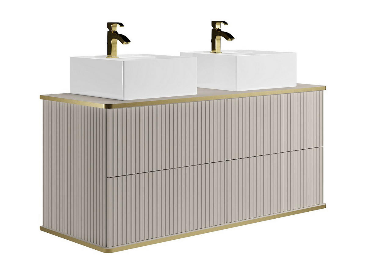 DOPPELWASCHTISCH - 120 cm x 47 cm - Holz, Platte - Beige - KELIZA - Beige, Holz (120/54/47cm) - Vente-Unique