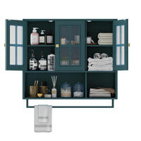 KÜCHENOBERSCHRANK 88x26x82.5 cm Dunkelgrün aus Sicherheitsglas mit 2 Türen & Handtuchstange - Dunkelgrün, Holzwerkstoff (88/82.5/26cm) - Modfu