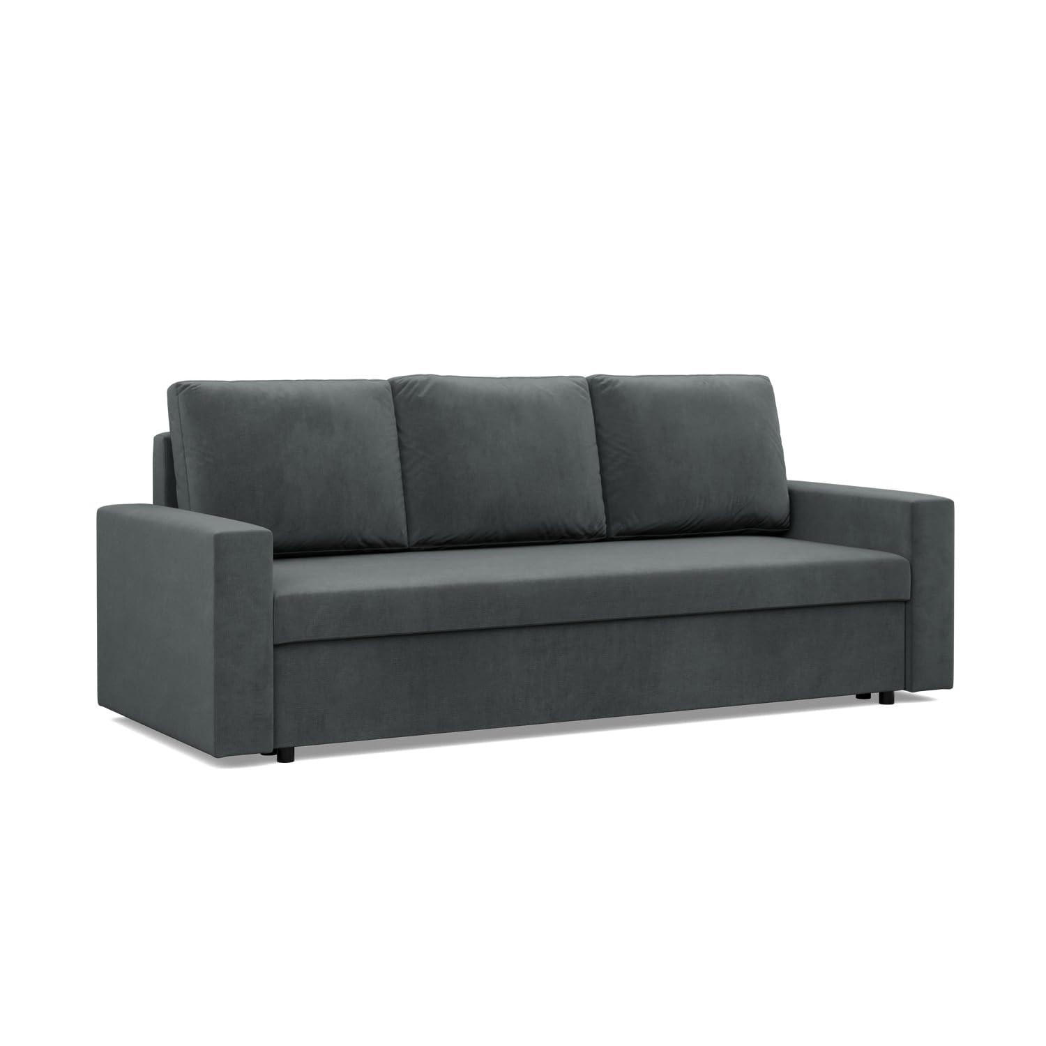 SOFA 3-SITZER MIT SCHLAFFUNKTION NEO, Dunkelgrau - Grau, Textil (220/92/92cm) - Mebligo