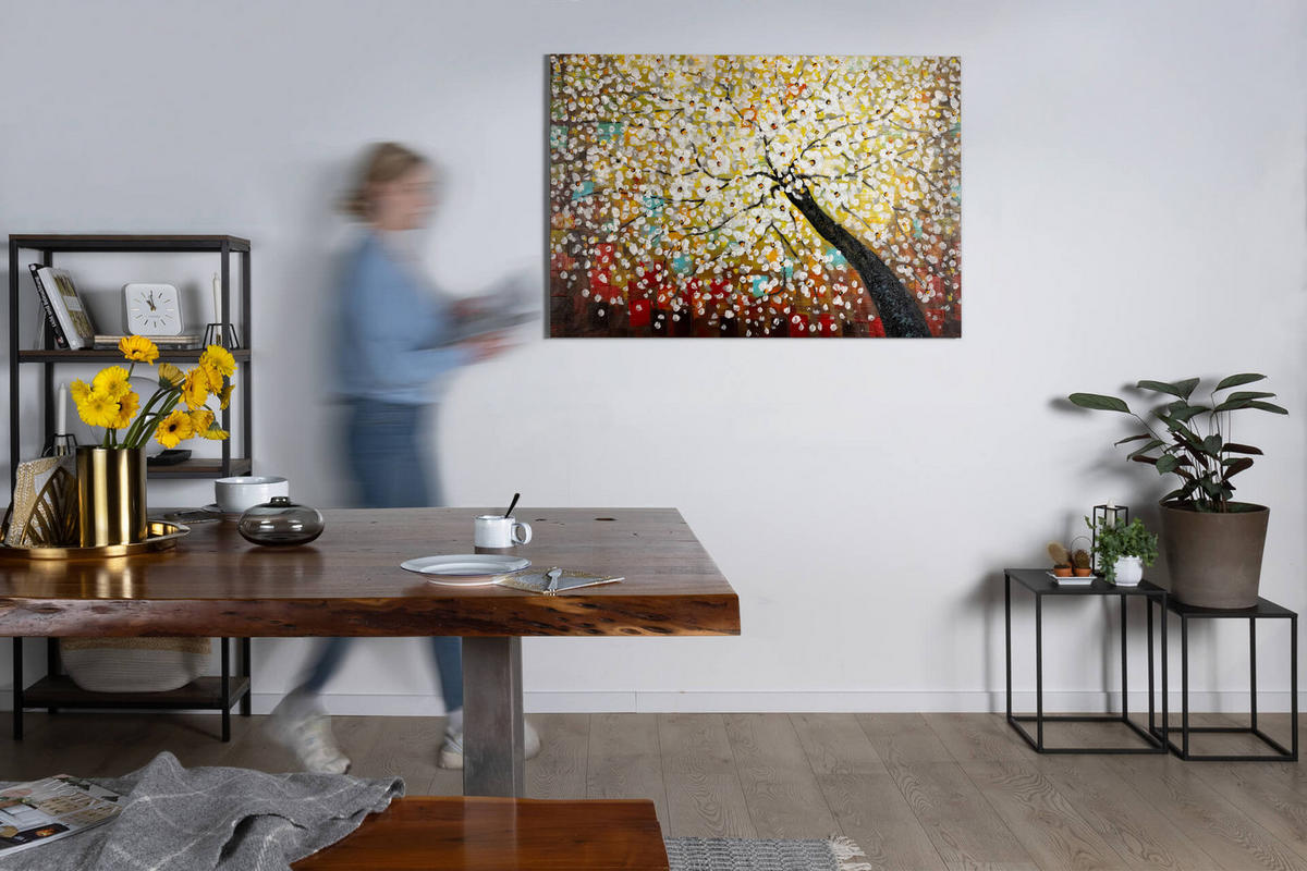 ÖLGEMÄLDE 120/80 cm - Blau/Gelb, Holz/Textil (120/80cm) - KUNSTLOFT