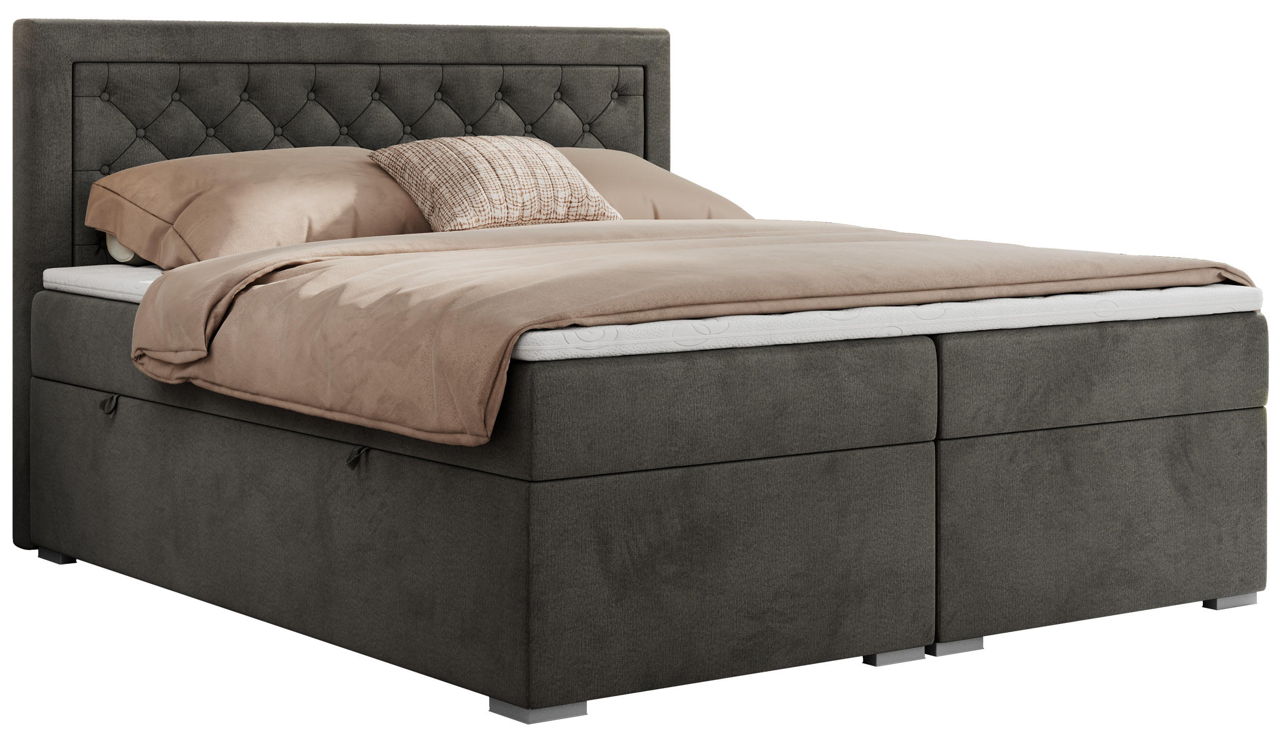 BOXBETT JASIR 120/200 - Dunkelgrau Velvet - H3 - Dunkelgrau, Holz/Textil (120/200cm) - MKS