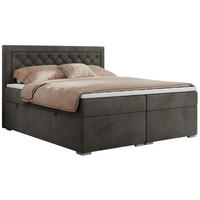 BOXBETT JASIR 120/200 - Dunkelgrau Velvet - H3 - Dunkelgrau, Holz/Textil (120/200cm) - MKS