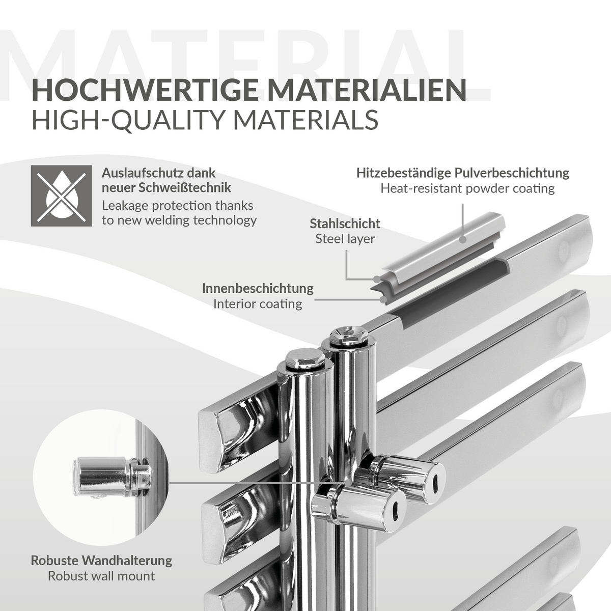 KOUPELNOVÝ radiátor Iron EM 500x1000 chrom - chromová, kov (50/100/3cm) - LuxeBath