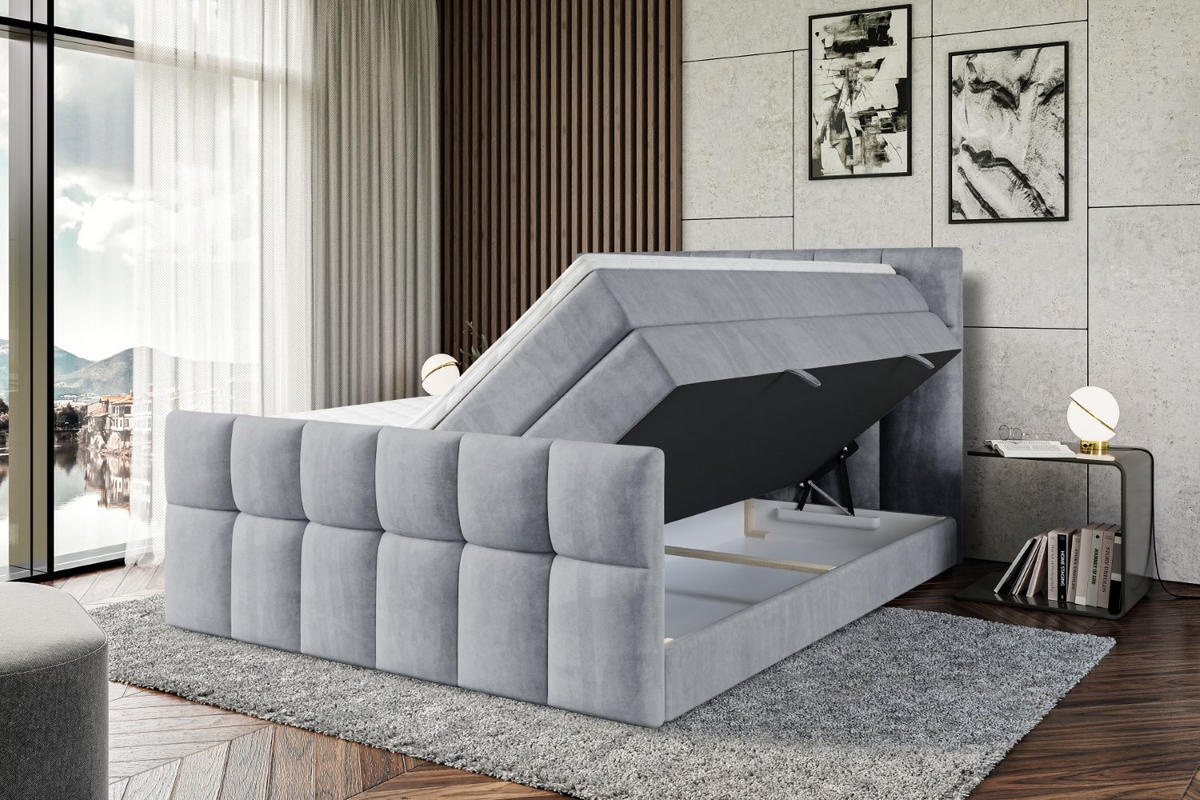 BOXSPRINGBETT RICAR-Z KING - 120 x 200 - H3/H4 - Grau - Grau, Holzwerkstoff (120/200cm) - ALTDECOR