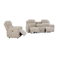 SOFAGARNITUR mit Relaxfunktion - 4 -Sitzer - Polyester - beige - KELUNO - Beige, Textil (228/104/98cm) - Vente-Unique