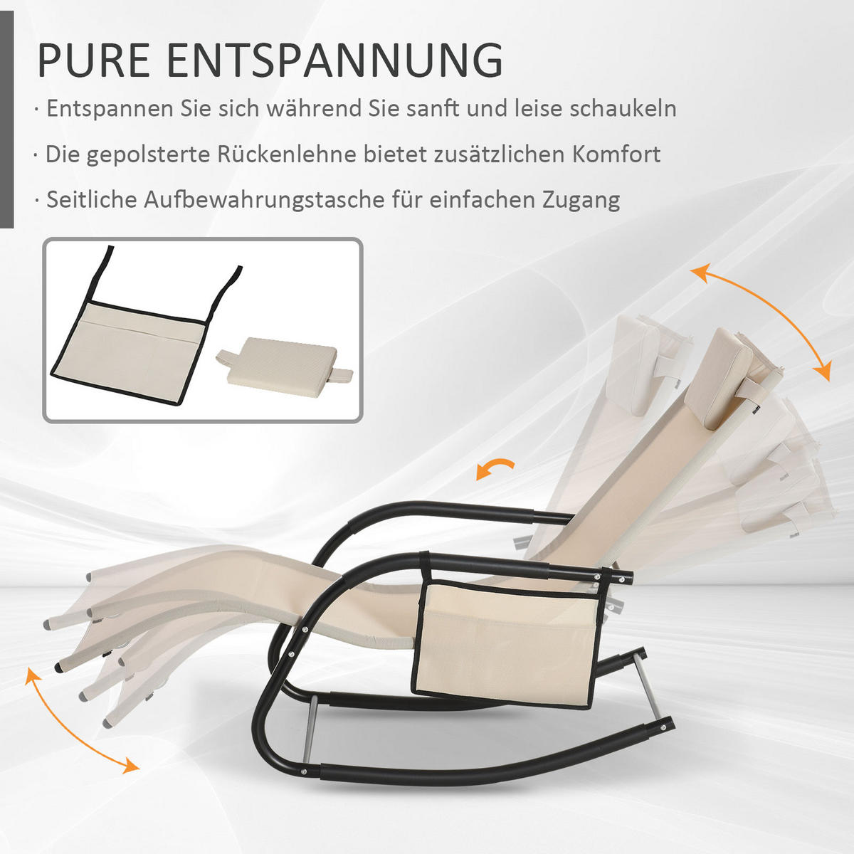 SCHAUKELSTUHL, Schwingsessel, Metall, Mesh, Beige, 150 x 62 x 88 cm - Beige, Metall (62/88/150cm) - Outsunny