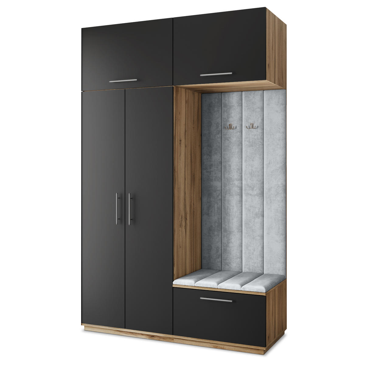 GARDEROBENSCHRANK REMA 150/240/60 cm Modern Eiche Wotan - Eiche Wotan/Schwarz, Holzwerkstoff (150/240/60cm) - MASSENO