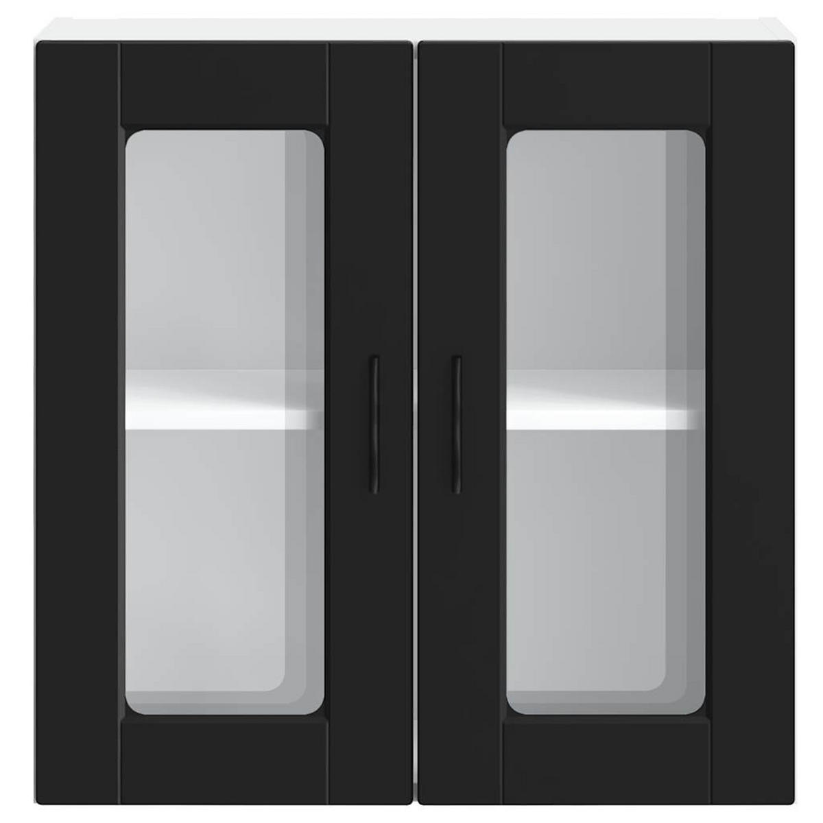 KÜCHEN-HÄNGESCHRANK Mit Glastür Schwarz - Schwarz, Holzwerkstoff (31/60/60cm) - vidaXL