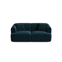 MODULARES-SOFA Campi aus Samt petrol 2 Sitzplätze - Petrol, Textil (90/70/180cm) - Cosmopolitan Design