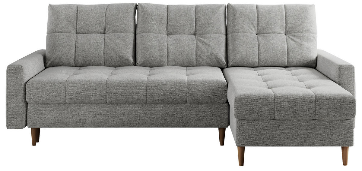 ECKSOFA Colin Struktur Hellgrau - Hellgrau/Braun, Holz/Textil (220/140cm) - MKS