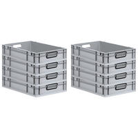 EUROBOX 8x NextGen Color 12x40x60 cm 23 Liter Griffe schwarz offen, Grau - Schwarz/Grau, Kunststoff (40/12/60cm) - PROREGAL