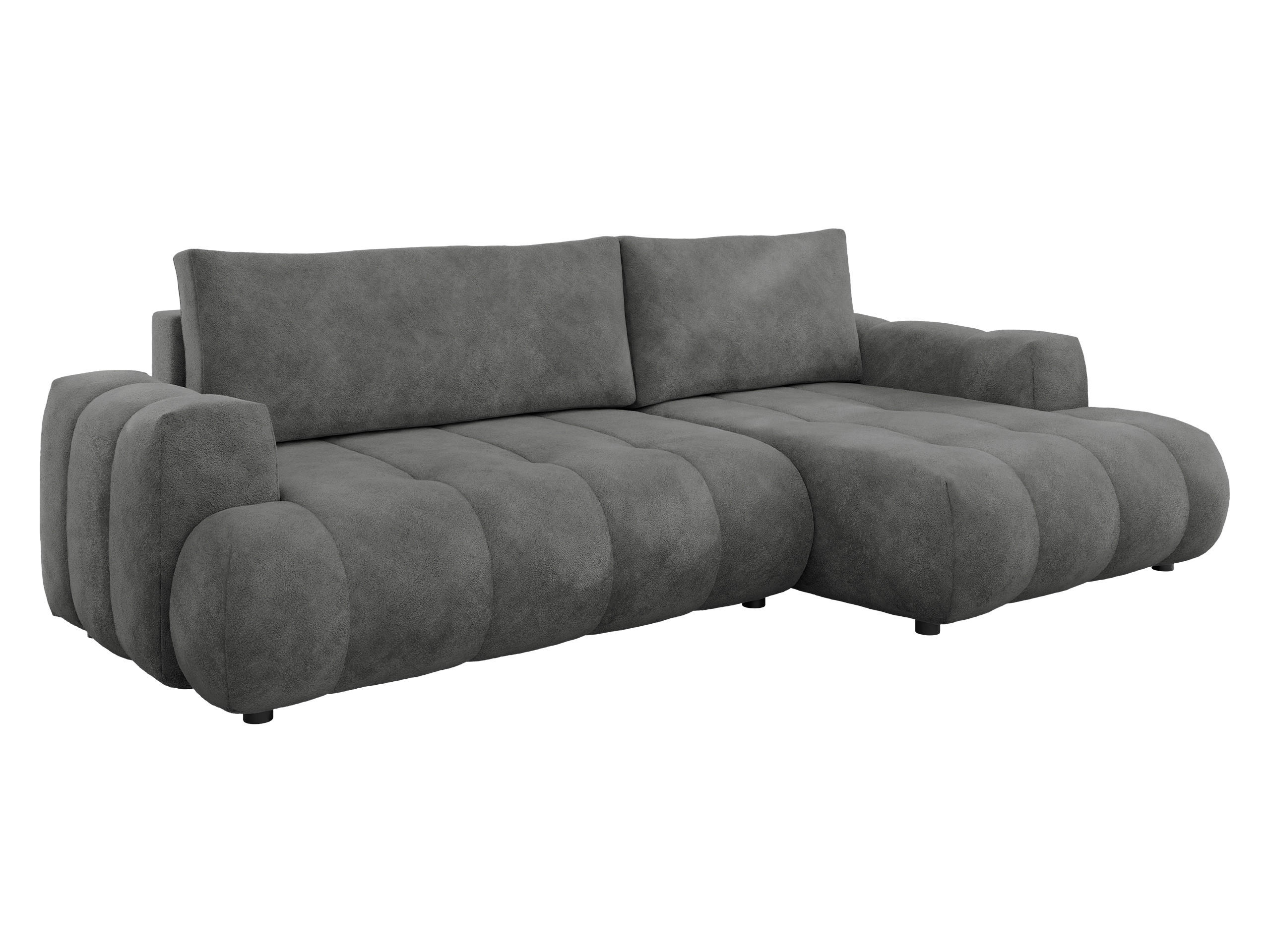 ECKSOFA Haiti, Seite: Rechts 2R+LC - Schwarz/Grau, Holz/Textil (276/156cm) - MIRJAN24