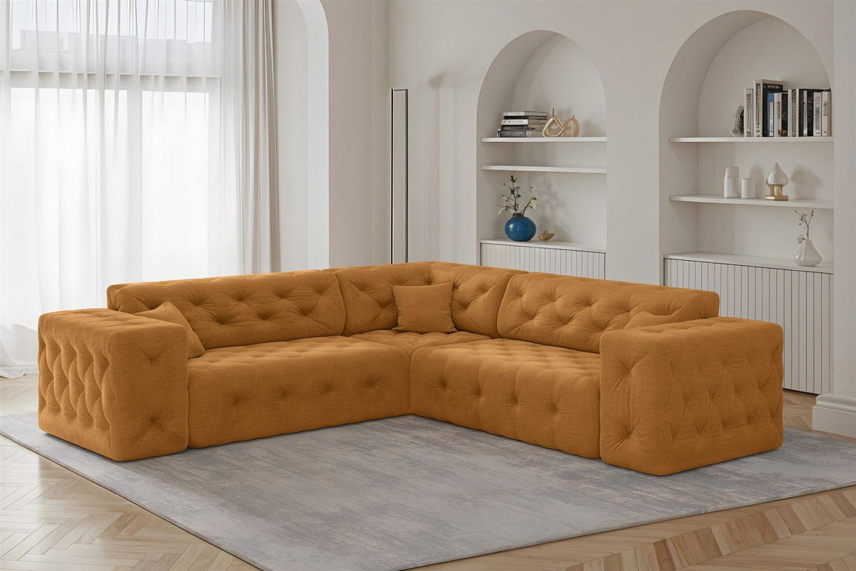 ECKSOFA Chantal In Moly - Orange, Holzwerkstoff/Textil (246/246cm) - Fun Möbel