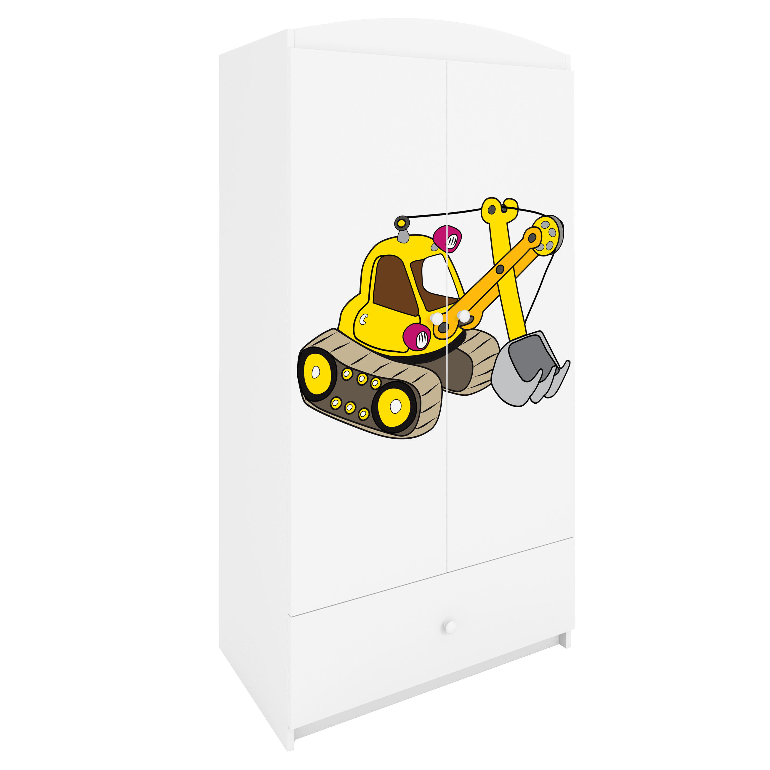 KINDERKLEIDERSCHRANK Excavator - Weiß, Holzwerkstoff (90/175/52cm) - RAUMHIRSCH FURNITURE