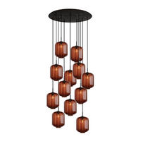 GALERIELEUCHTE Velo 12-flammig Braun Ø 25cm - Schwarz/Braun, Glas (25/25/27cm) - s.luce