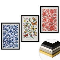 WANDBILDER 3er-Set - 40x60 cm Schwarzer Rahmen - Vintage-Blumen-Schmetterlings-Ornamente - Schwarz, Kunststoff (40/60cm) - ArtPrintCave