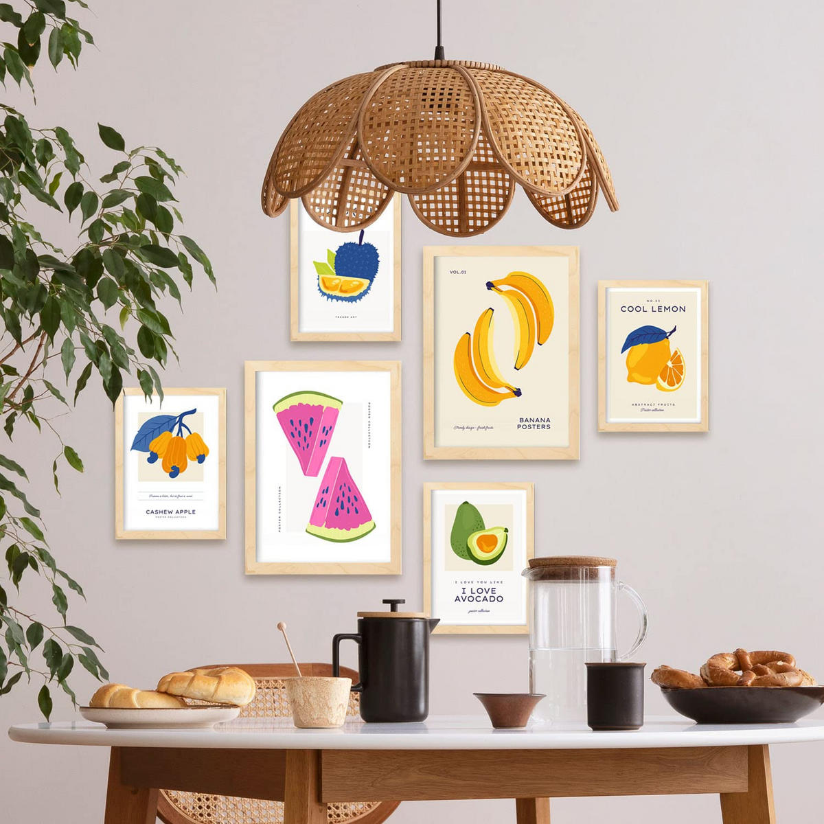 POSTER Set Mit 6 Lebensmittel Und Ernährungs Bunte Früchte A3 & A4 Rahmenlos - Klar, Papier (29/3cm) - Nacnic