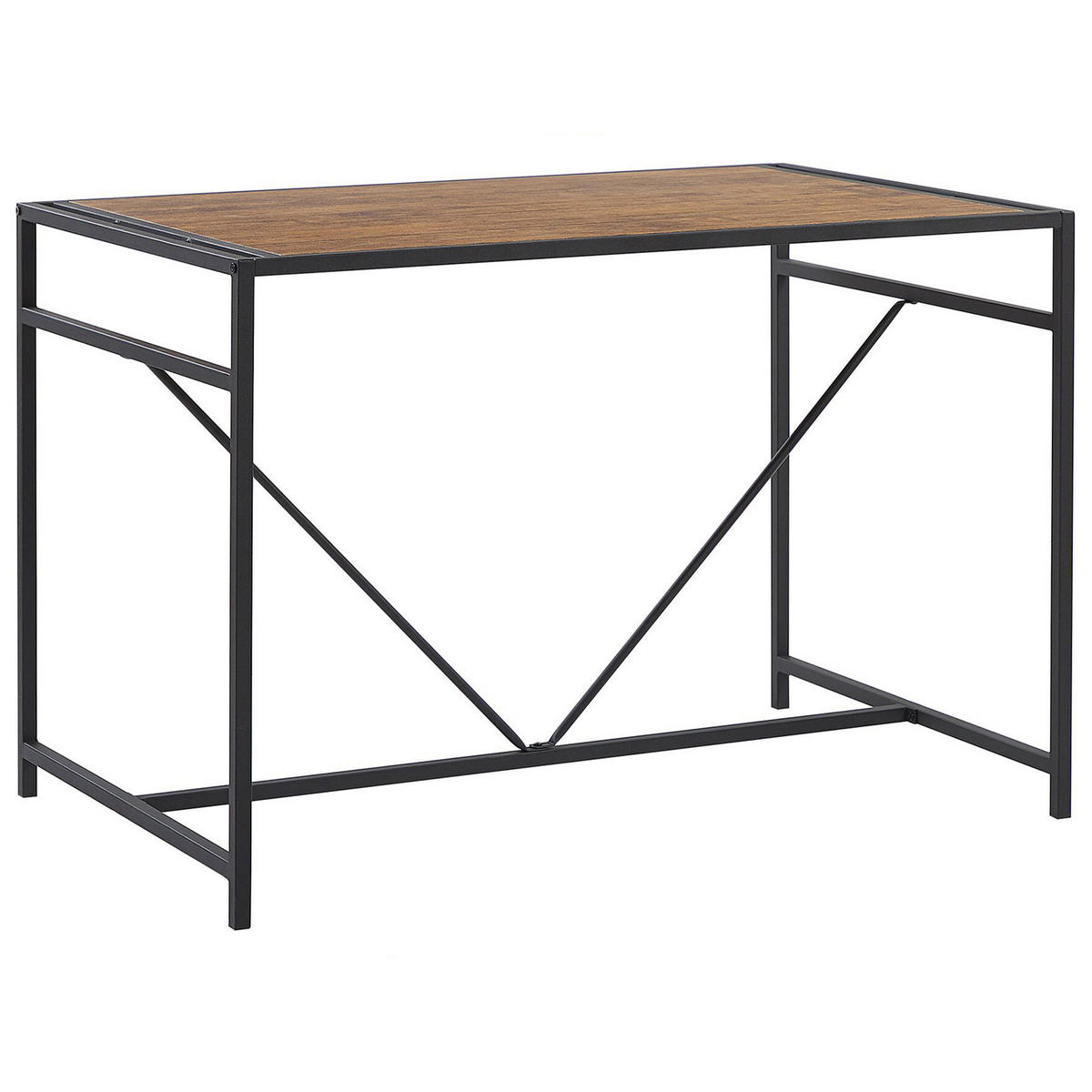 ESSGRUPPE Dunkelbraun, Schwarz Stahl 4-Sitzer 110/70 cm Burton - Dunkelbraun, Holzwerkstoff (106/76/70cm) - Beliani