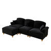 MODULARES Ecksofa Chenille mit Hocker und variabler Rüschenrock-Look 272/140/93 cm Schwarz - Schwarz, Textil (140/272cm) - Redom