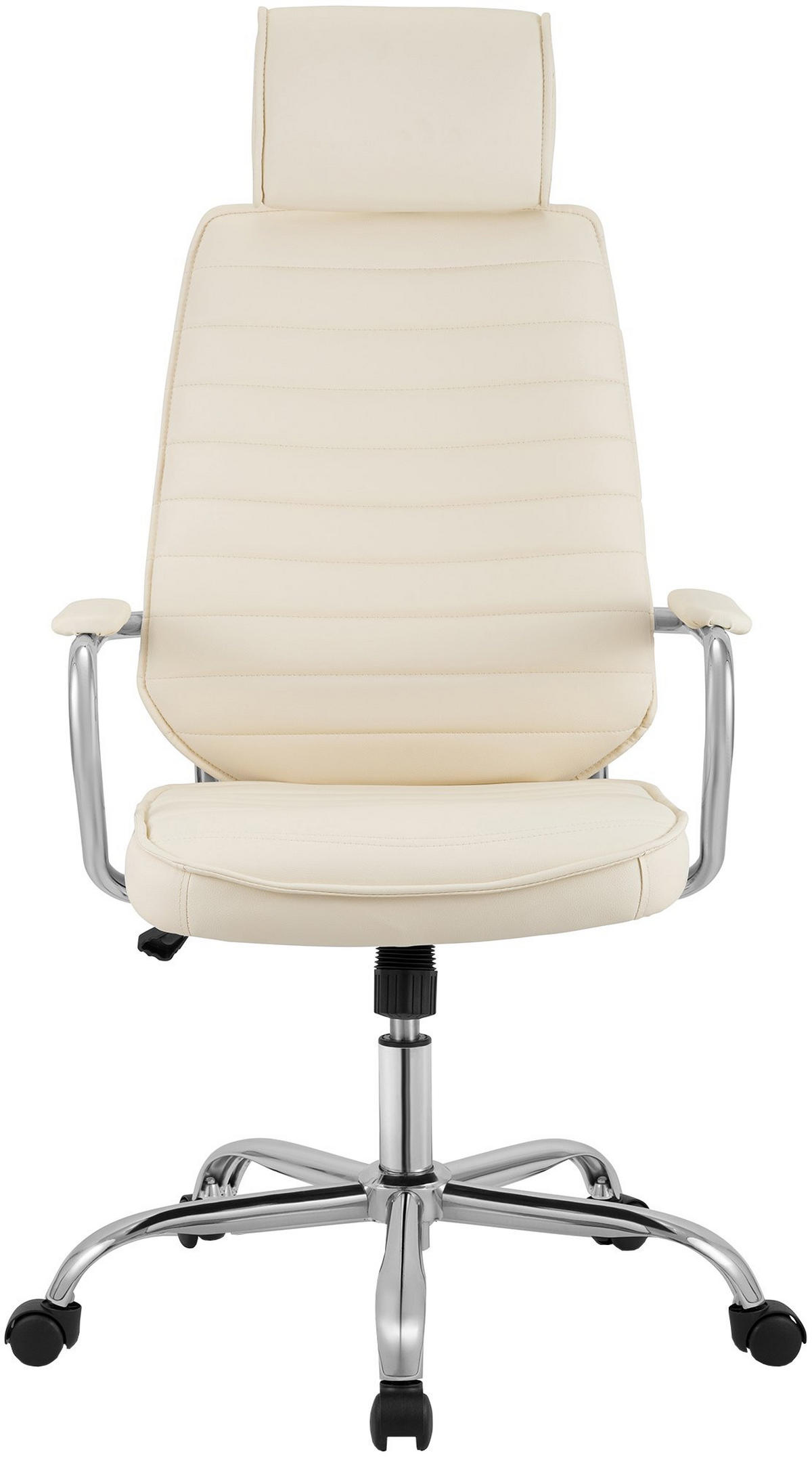 CHEFSESSEL Lederlook Creme - Chromfarben/Creme, Textil/Metall (60/117/67cm) - CLP