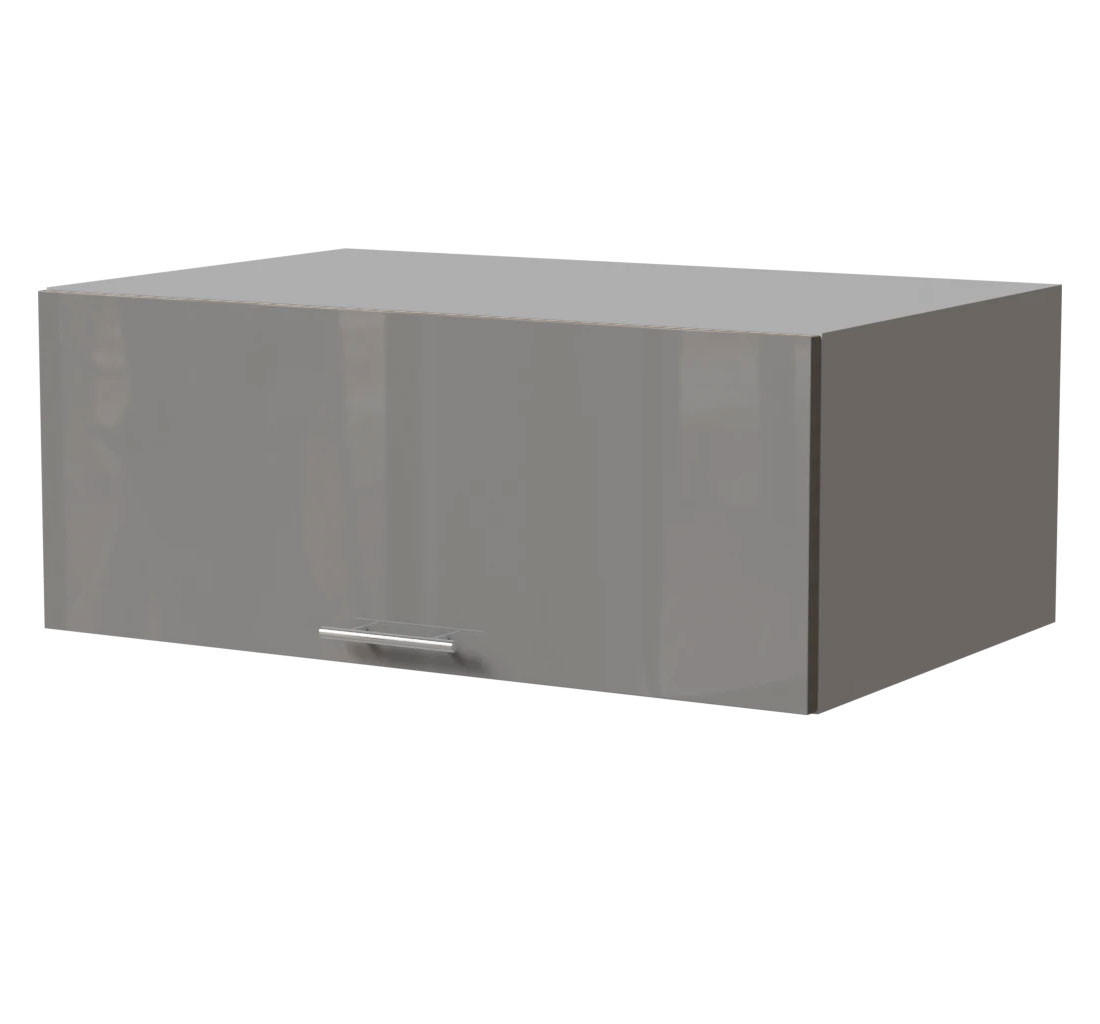AUFSATZSCHRANK Essen W6B/90 Grau Hochglanz / Grau Matt 90 / 59 / 36cm - Grau, Holz/Holzwerkstoff (90/36/59cm) - Feldmann-Wohnen
