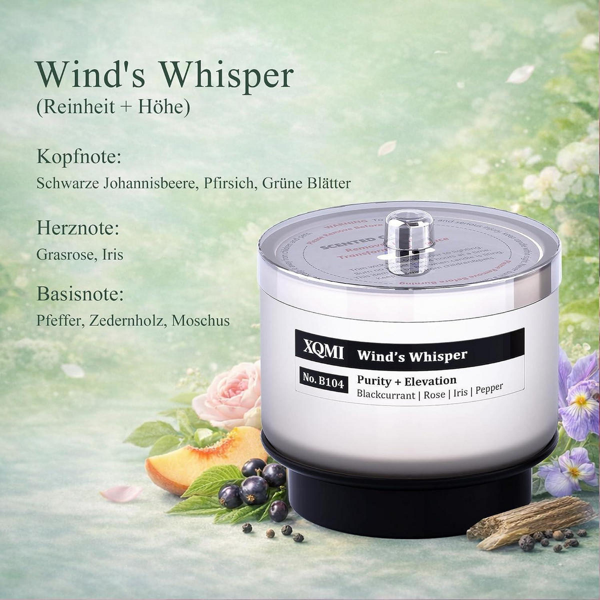 DUFTKERZE Nachfüllung Wind's Whisper Sojawachs 35 Stunden Brenndauer - Weiß, Paraffin (11cm)