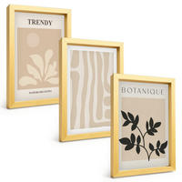 BILDER SET 3er Set - 20x30 cm Goldrahmen - Stilvolle Pflanzenmuster in Beige und Schwarz - Goldfarben, Kunststoff (20/30cm) - TULUP