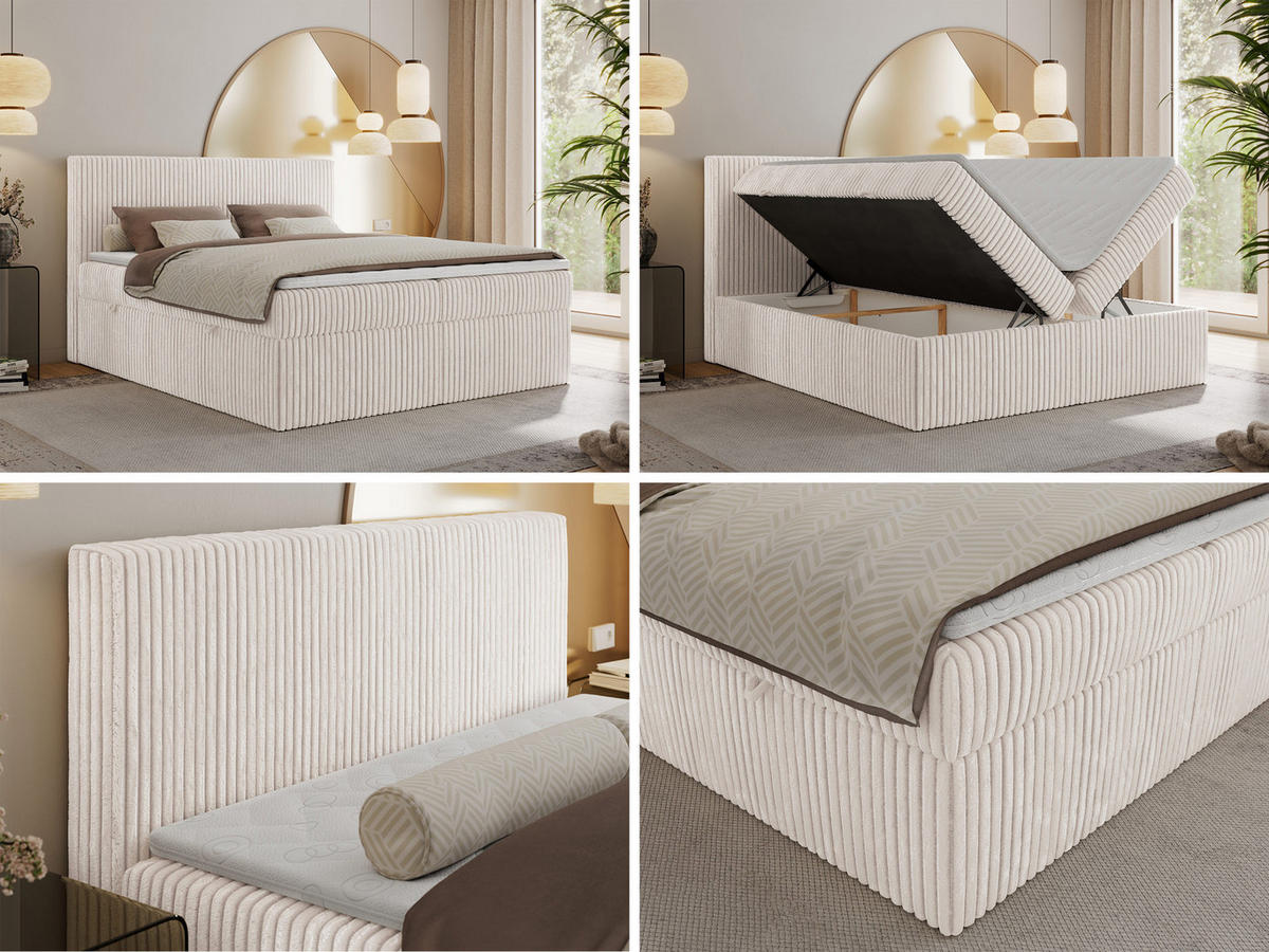 BOXBETT TILIANO 180/200 - Beige Cord - H3 - Beige, Textil (180/200cm)