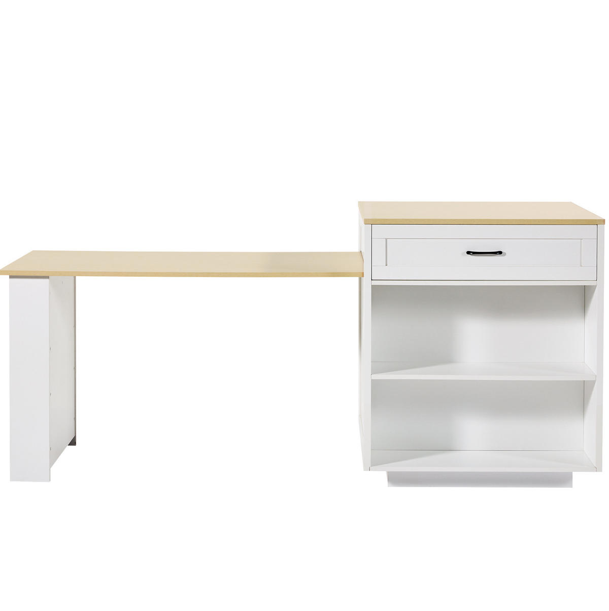 STEHTISCH ausziehbar mit Stauraum 133-202 x 70 x 93,5 cm Weiß - Weiß, Holz (70/93.5/133cm) - Beauniv