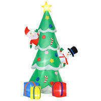 AUFBLASBARER Weihnachtsbaum, Polyester, Grün - Grün, Kunststoff (125/210/144cm) - HOMCOM