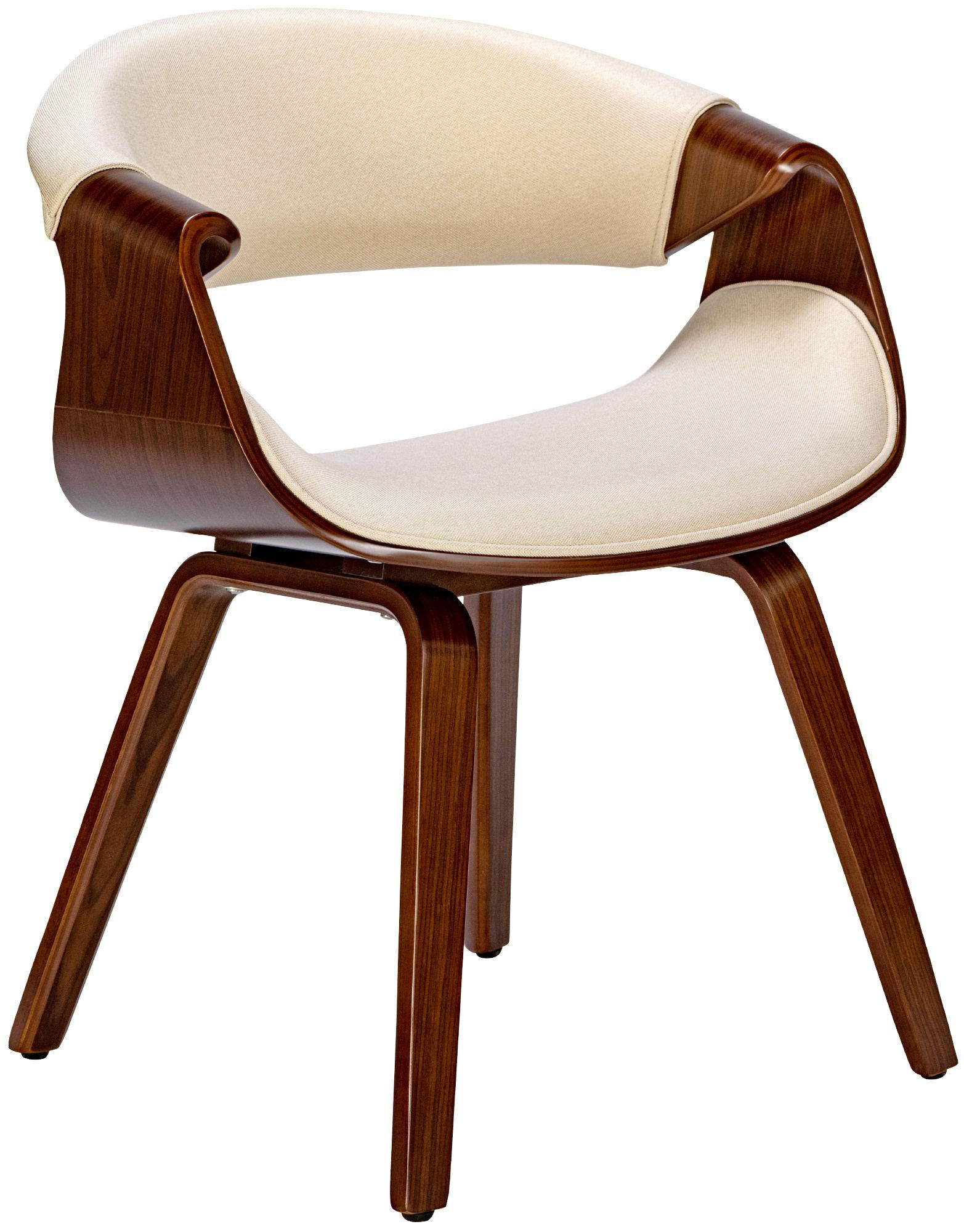 STUHL Stoff Walnuss/Creme - Walnussfarben/Creme, Holz/Textil (62/76/52cm) - CLP