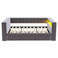 AUSZIEHBETT 90/180/190 cm DE-02084, in Dunkelgrau, mit LED und Steckdosen - Dunkelgrau, Metall (90/190cm) - ComfortXL