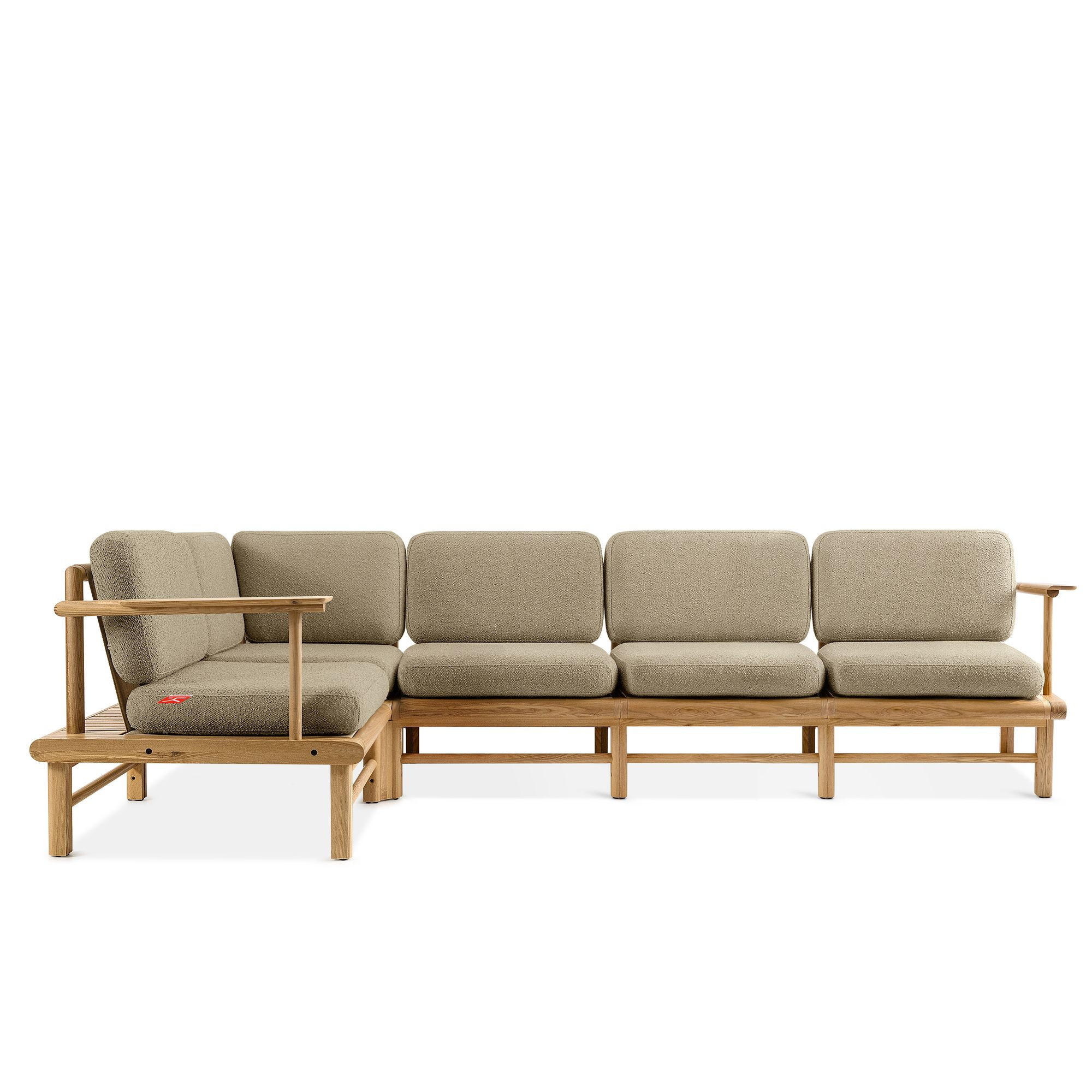 LOUNGESOFA ATREDA links - Beige, Holz/Textil (300/80/160cm) - KONSIMO®