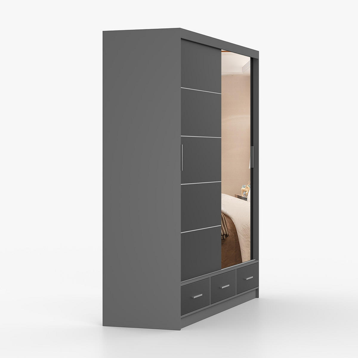 KLEIDERSCHRANK Florence 203 cm, 203/218/61, 2-türig, schwarz - Schwarz, Holzwerkstoff (203/218/61cm) - imoebel24