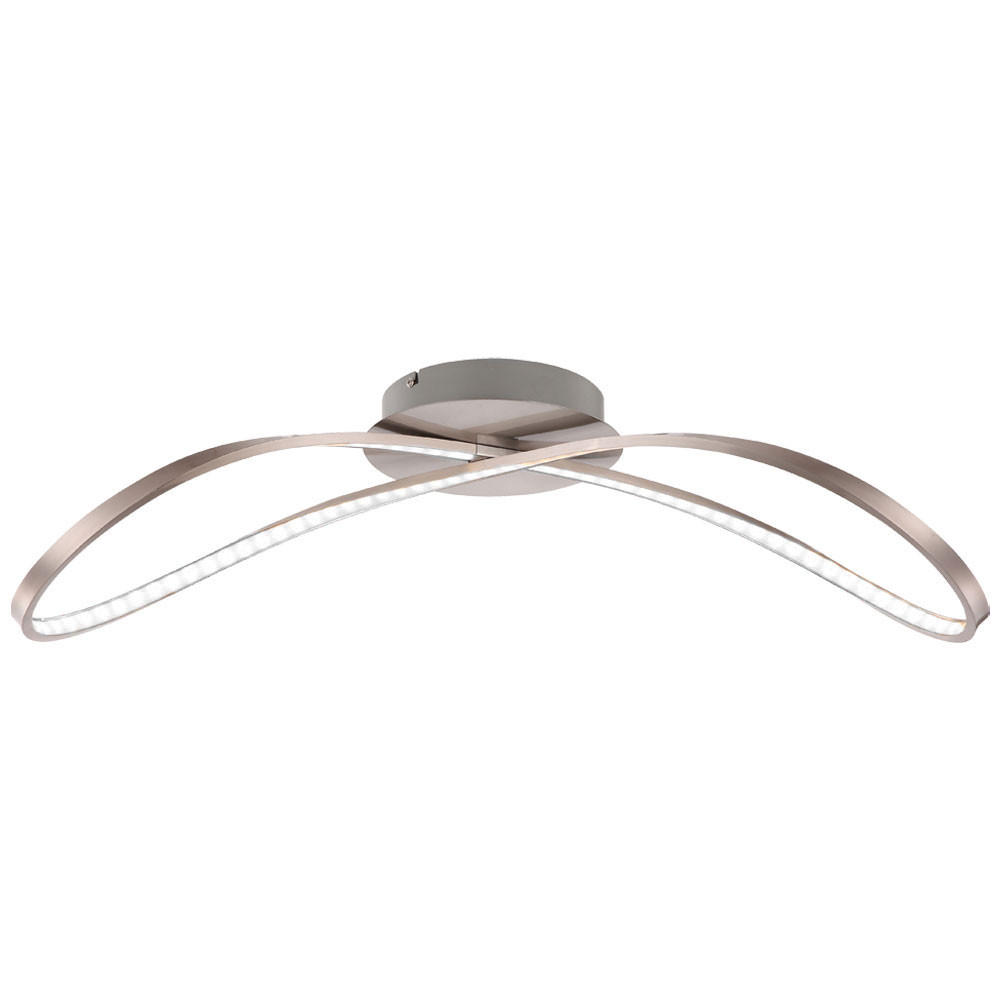 LED DECKENLEUCHTE UNA Silber Nickel matt - Silberfarben, Metall (75/21/23cm) - Globo Lighting
