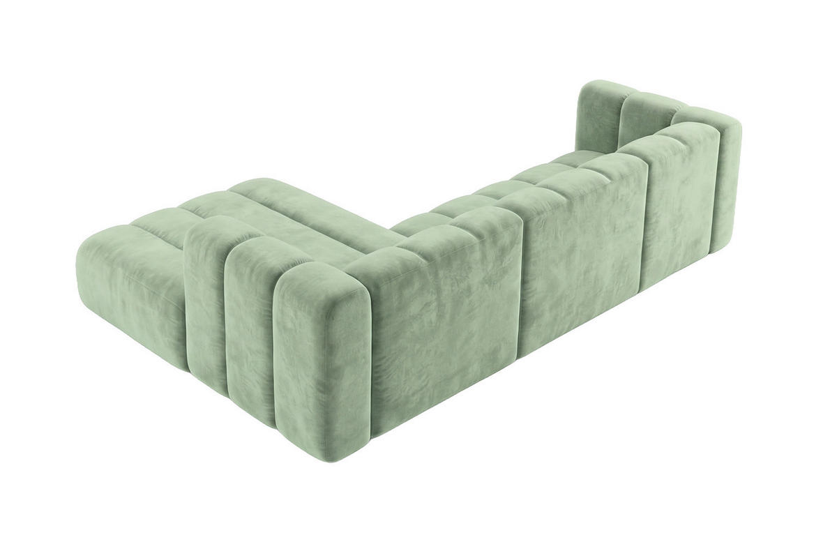 ECKSOFA Modulares In L-Form, Velvet-Stoff Riviera, Mintz, Links, GRAND 287 cm - Mintgrün, Holz (287/179cm) - Kaiser Möbel