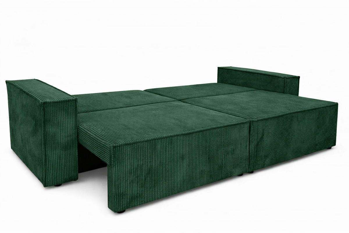 SOFA Mit Schlaffunktion Und Bettkasten, Cordstoff Poso, Hellgrau, BEST SCORNER - Grün, Holz (245/83/90cm) - Kaiser Möbel