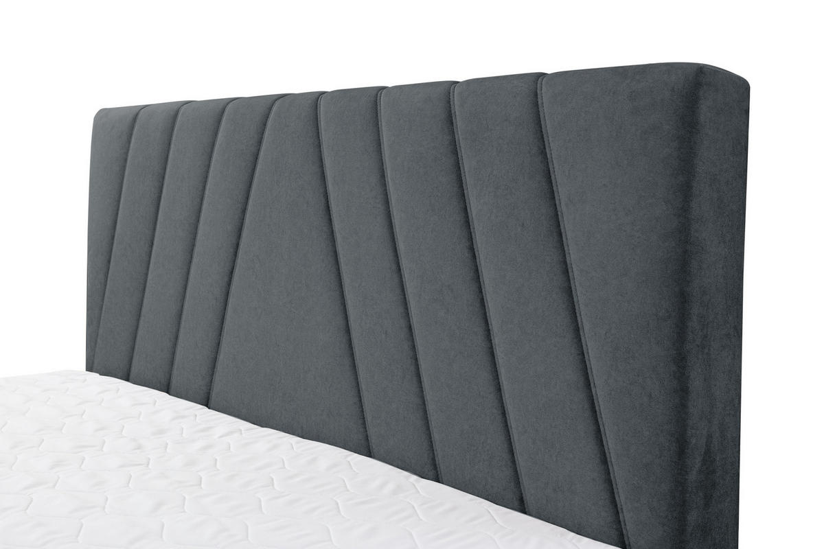 BOXBETT CAPRI mit 2 Bettkästen, Maße: 180x200 cm, Farbe: Dunkelgrau, Velourstoff, mit Bonell-Matratze inkl. Topper - Dunkelgrau, Holz/Kunststoff (180/200cm) - VENASI MÖBEL