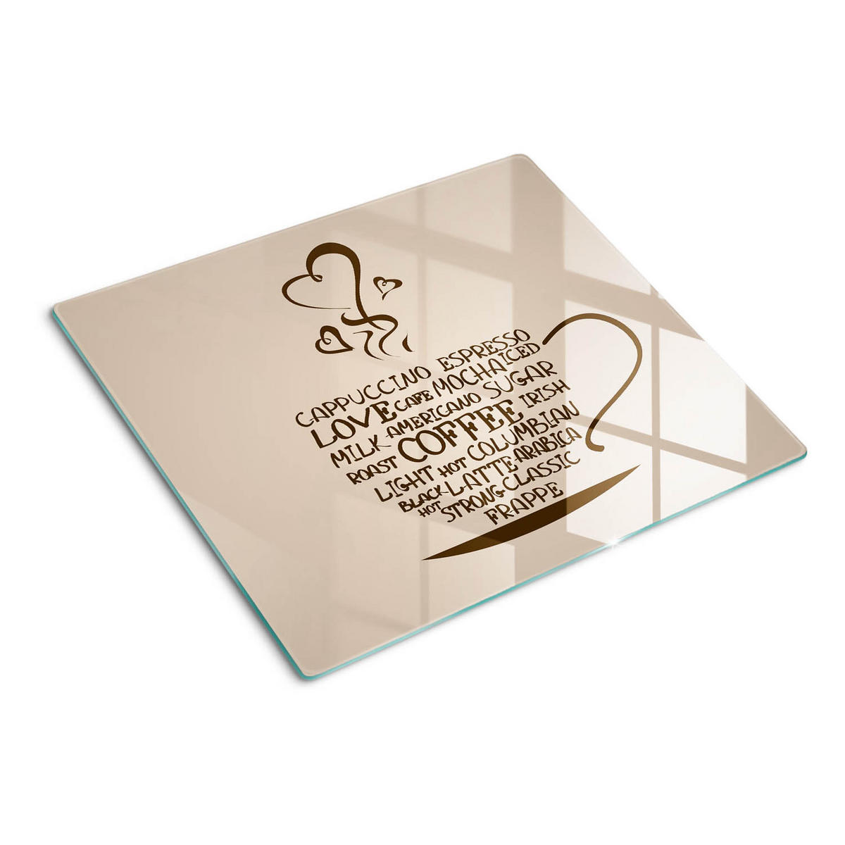 GLASPLATTE 60x52 cm Eine Tasse Kaffee - Braun, Glas (60/0.4/52cm) - TULUP