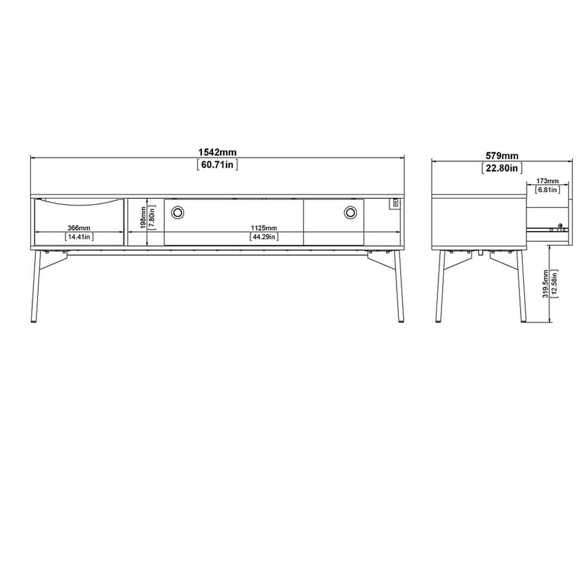 TV-ELEMENT weiß - Weiß, Holzwerkstoff (154/53/39cm) - ebuy24