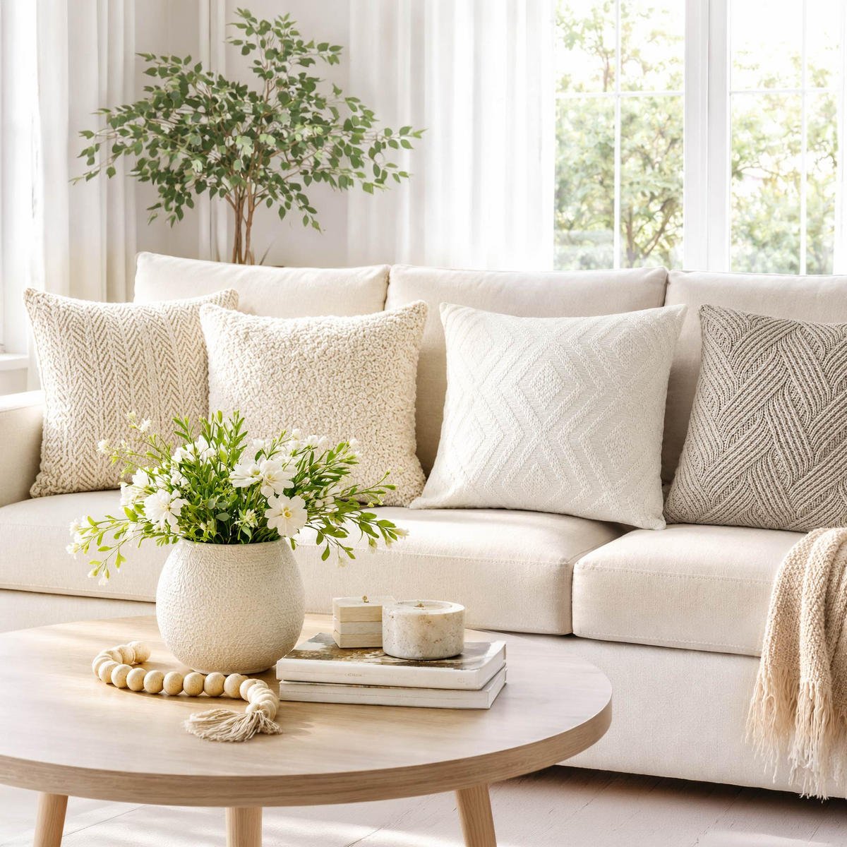 KISSENBEZUG mit Reißverschluss Anais 40/40 cm - Beige, Textil (40/40cm) - Douceur d´intérieur