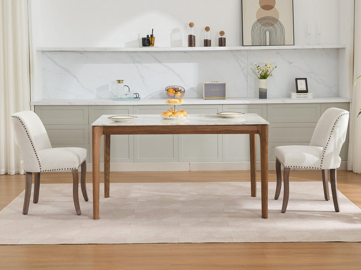 ESSZIMMERSTUHL mit Polsterung Chenille Beige 2er-Set - Beige, Holz (51/82.5/58cm) - Meubliv
