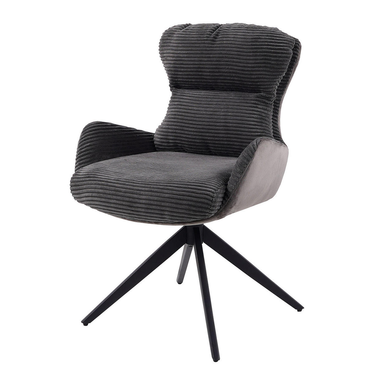 ARMLEHNENSTUHL - 2er-Set - Schwarz, Textil/Metall (58/88/68cm) - home24